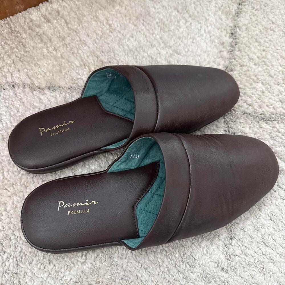 Pamir Men's Brown Leather Slippers